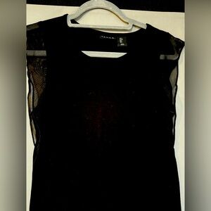 Tahari tank with sheer ruffle sleeve.